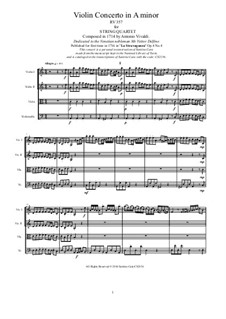 La stravaganza. Twelve Violin Concertos, Op.4: Violin Concerto No.4 in A Minor. Version for string quartet, RV 357 by Antonio Vivaldi