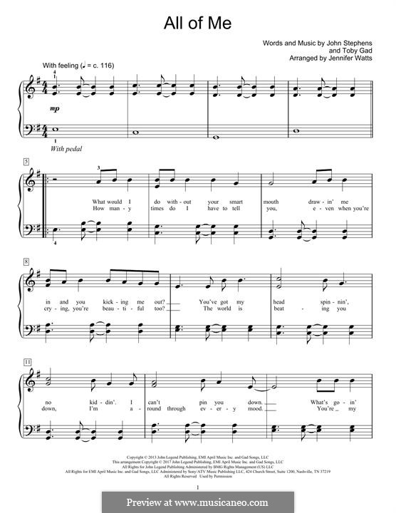 All of Me: Für Klavier by John Stephens, Tobias Gad