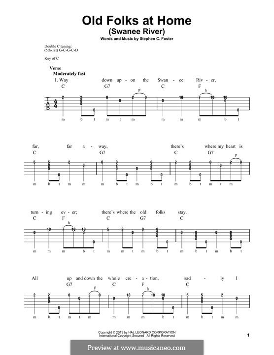 Old Folks at Home: For banjo by Stephen Foster