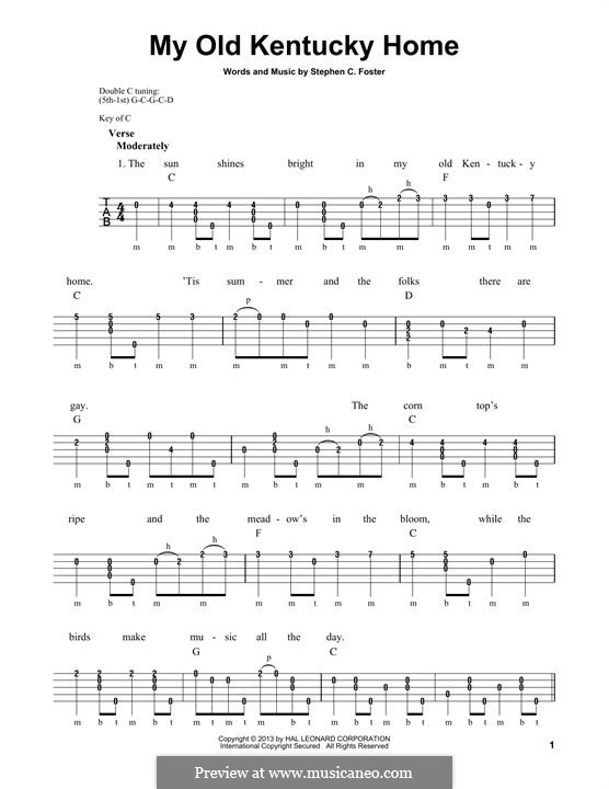 My Old Kentucky Home Good-Night: For banjo by Stephen Foster