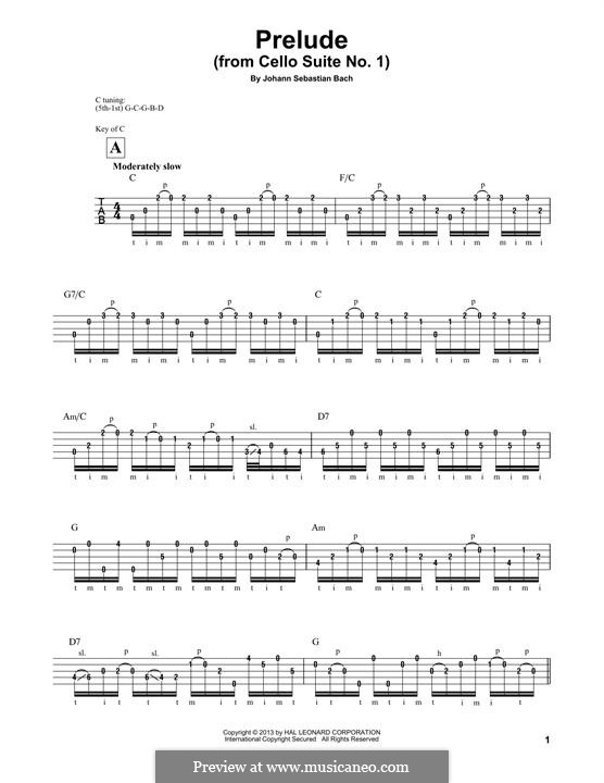 Suite für Cello Nr.1 in G-Dur, BWV 1007: Prelude. Version for banjo by Johann Sebastian Bach
