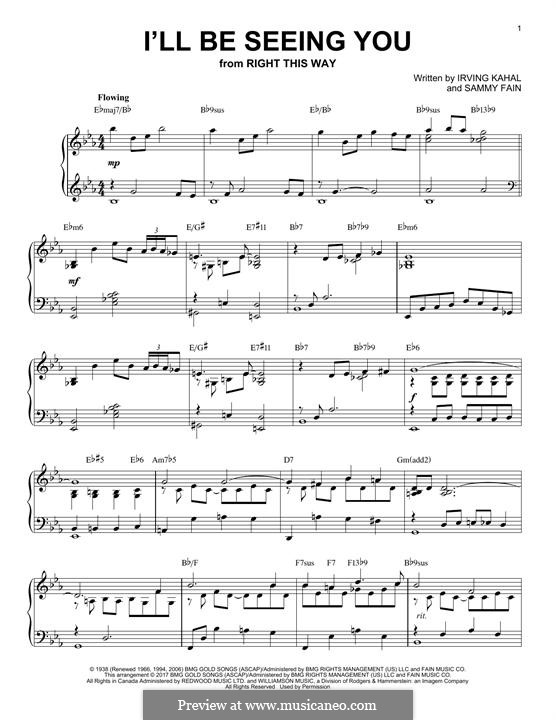 I'll Be Seeing You: Für Klavier (jazz version) by Irving Kahal, Sammy Fain