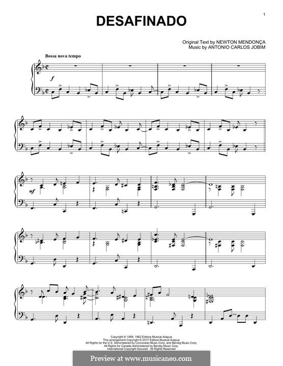 Desafinado (Slightly Out of Tune): Für Klavier by Antonio Carlos Jobim