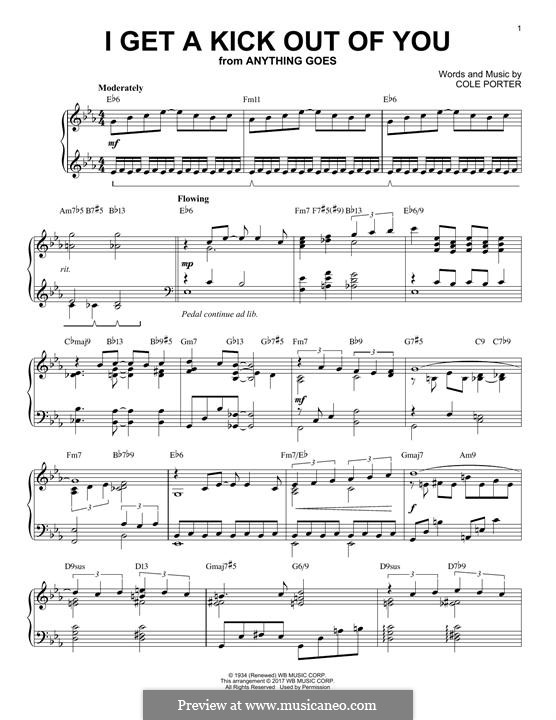 I Get a Kick Out of You (Frank Sinatra): Für Klavier (jazz version) by Cole Porter