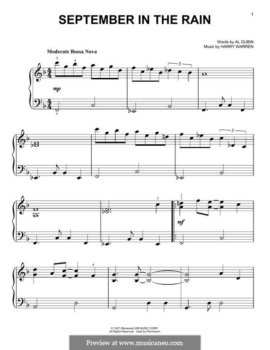 September in the Rain: Für Klavier by Harry Warren