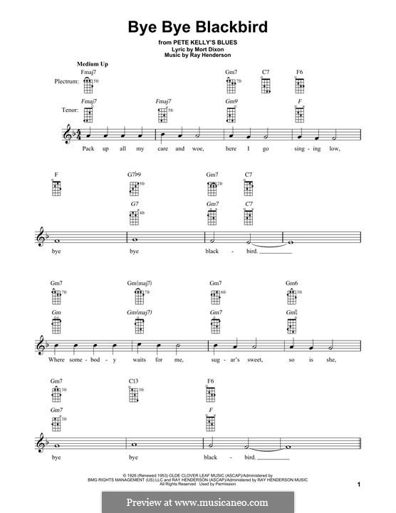Bye Bye Blackbird: For banjo by Ray Henderson