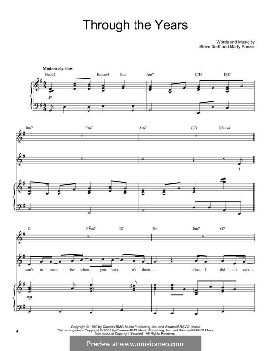 Through the Years (Kenny Rogers): Für Stimme und Klavier by Marty Panzer, Stephen H. Dorff