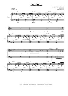 Ave Maria: Duet for tenor and bass solo - medium/low key by Johann Sebastian Bach, Charles Gounod