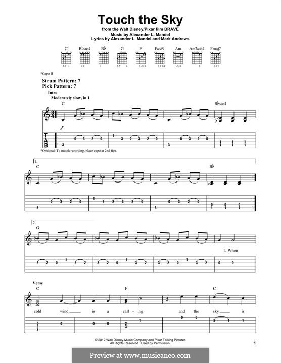 Touch The Sky (from Brave): Für Gitarre mit Tabulatur by Alexander L. Mandel