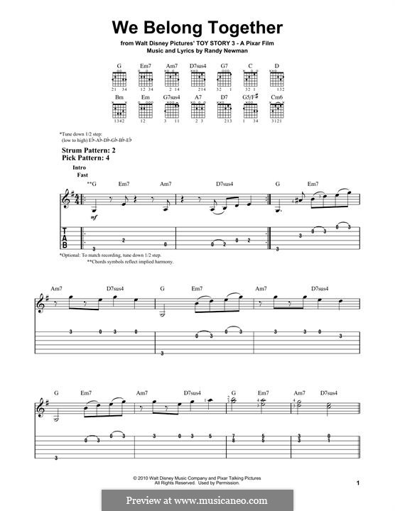 We Belong Together (from Toy Story 3): Für Gitarre mit Tabulatur by Randy Newman