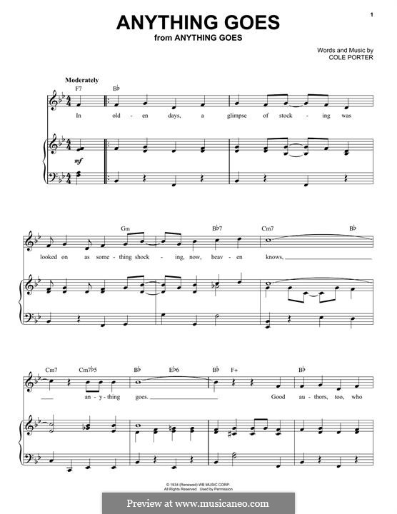 Anything Goes: Für Stimme und Klavier by Cole Porter