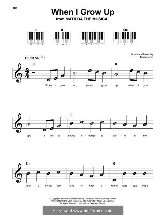 When I Grow Up (from Matilda the Musical): For any instrument by Tim Minchin