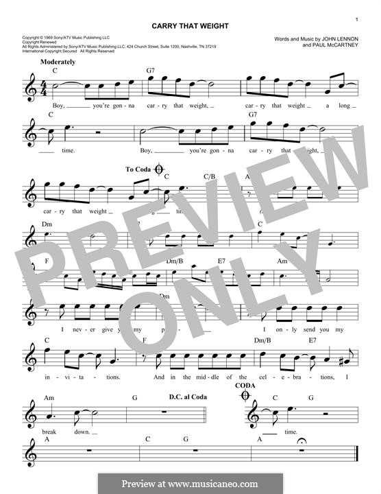 Carry That Weight (The Beatles): Melodische Linie by John Lennon, Paul McCartney