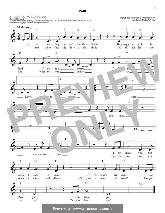 Rain (The Beatles): Melodische Linie by John Lennon, Paul McCartney