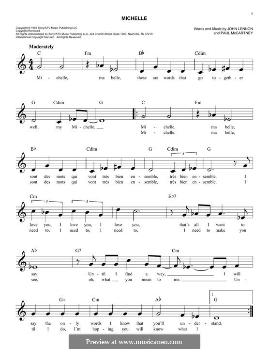 Michelle (The Beatles): Melodische Linie by John Lennon, Paul McCartney
