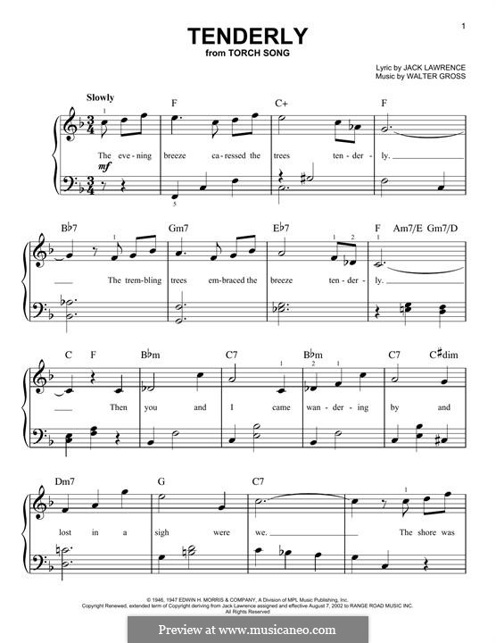 Tenderly: Für Klavier by Walter Gross