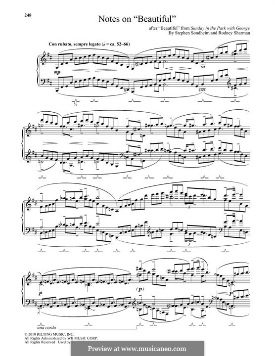 Notes on Beautiful: Für Klavier by Stephen Sondheim
