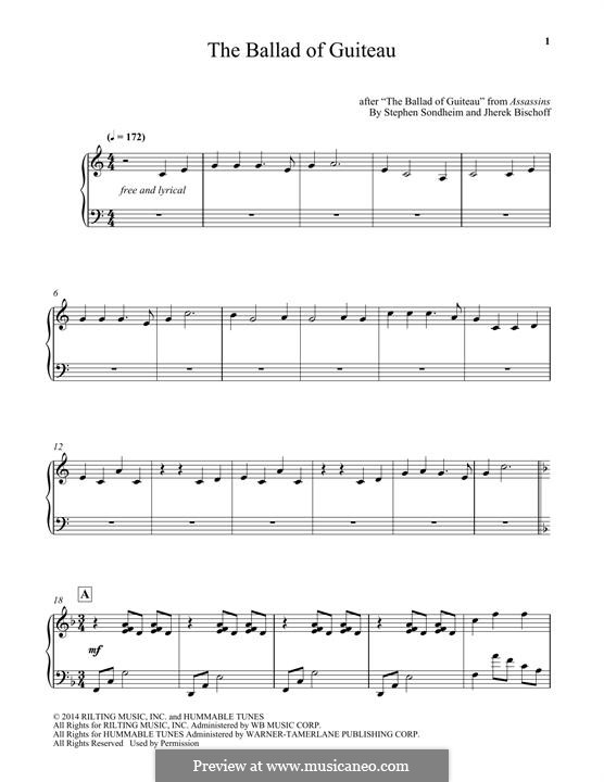 The Ballad of Guiteau: Für Klavier by Stephen Sondheim