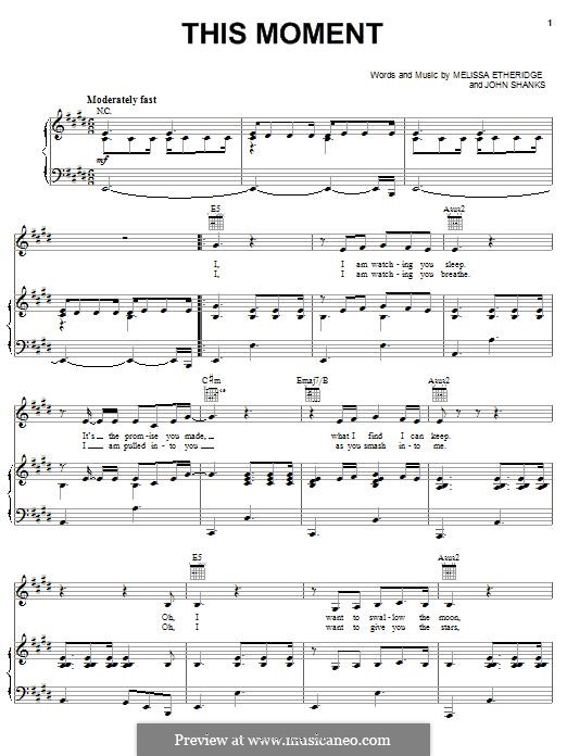 This Moment: Für Stimme und Klavier (oder Gitarre) by John M Shanks, Melissa Etheridge