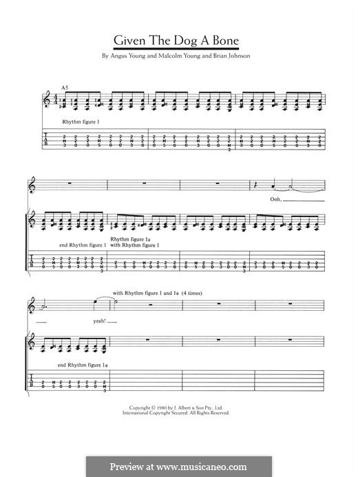 Givin' the Dog a Bone (AC/DC): Für Gitarre mit Tabulatur by Angus Young, Brian Johnson, Malcolm Young