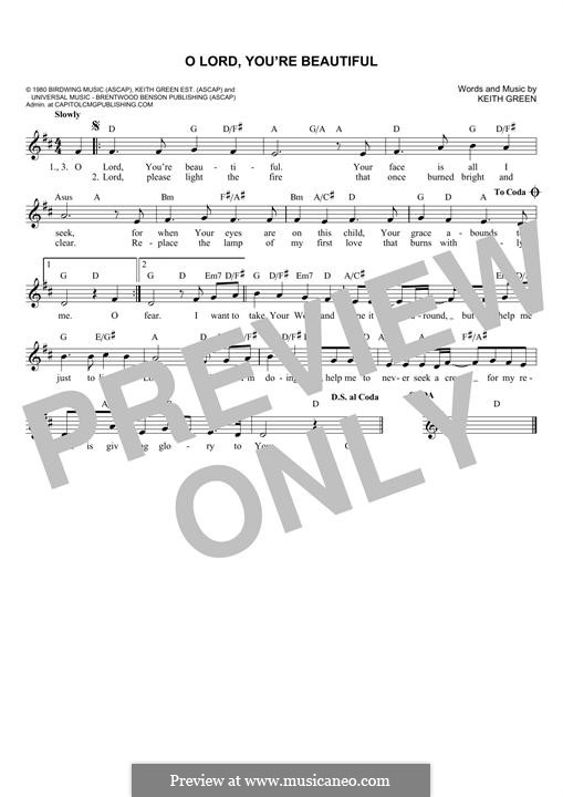 Oh Lord, You're Beautiful: Melodische Linie by Keith Green