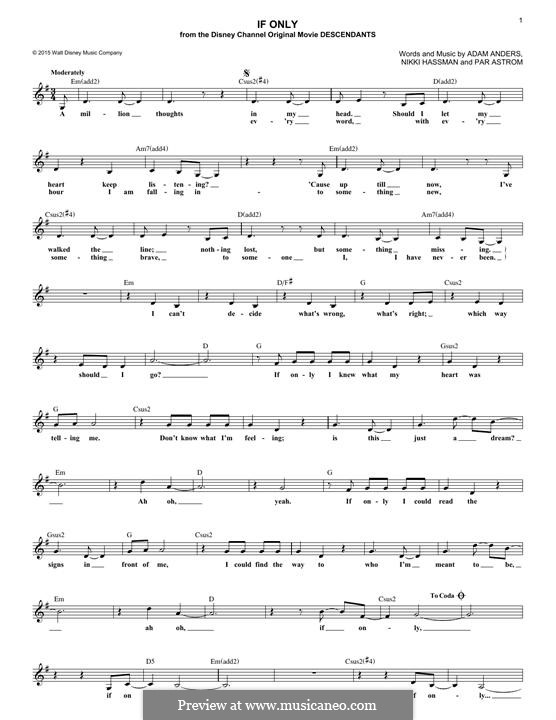 If Only (from Disney's Descendants): Melodische Linie by Adam Anders, Nikki Hassman