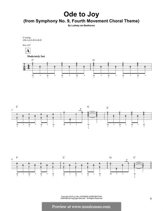 Ode an die Freude: Version for banjo by Ludwig van Beethoven