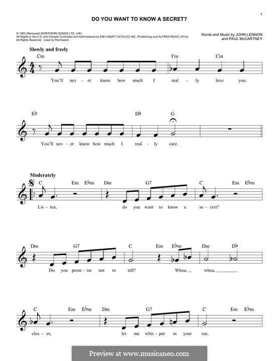 Do You Want to Know a Secret? (The Beatles): Melodische Linie by John Lennon, Paul McCartney