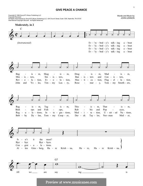 Give Peace a Chance: Melodische Linie by John Lennon