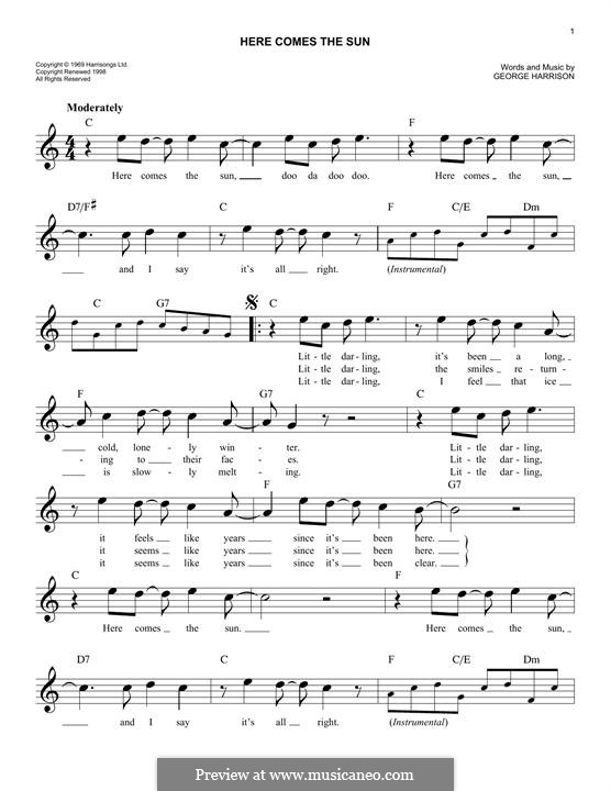 Here Comes the Sun (The Beatles): Melodische Linie by George Harrison