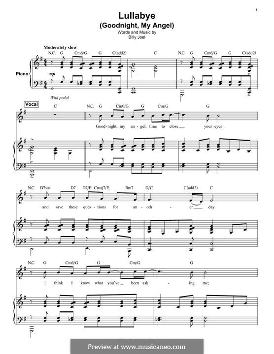 Lullabye (Goodnight, My Angel): Für Stimme und Klavier by Billy Joel