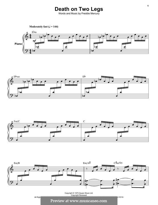 Death on Two Legs (Dedicated To...): Für Stimme und Klavier by Freddie Mercury