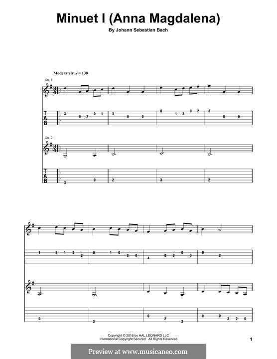 Nr.4 Menuett in G-Dur, BWV Anh.114: Für Gitarre by Johann Sebastian Bach