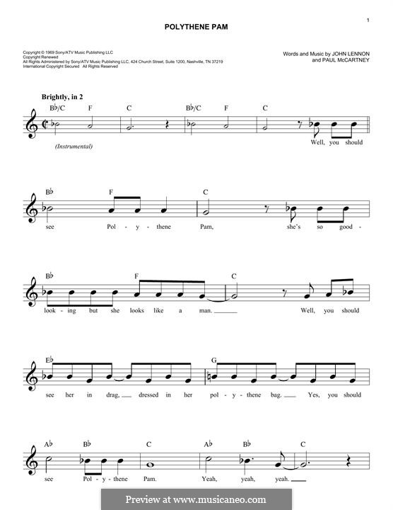Polythene Pam (The Beatles): Melodische Linie by John Lennon, Paul McCartney