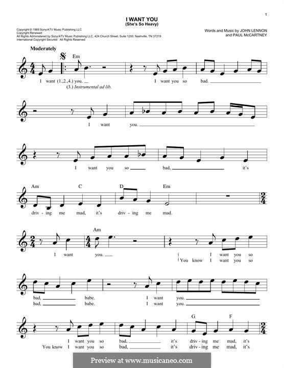 I Want You She S So Heavy Von J Lennon P Mccartney Auf Musicaneo