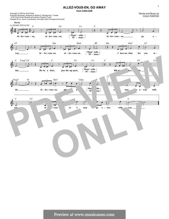 Allez-Vous En, Go Away: Melodische Linie by Cole Porter