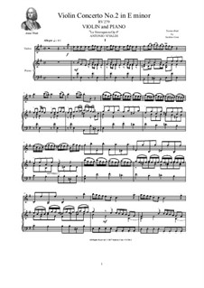 La stravaganza. Twelve Violin Concertos, Op.4: Violin Concerto No.2 in E Minor. Version for violin and piano, RV 279 by Antonio Vivaldi