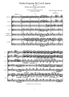 La stravaganza. Twelve Violin Concertos, Op.4: Violin Concerto No.2 in E Minor – score, parts, RV 279 by Antonio Vivaldi
