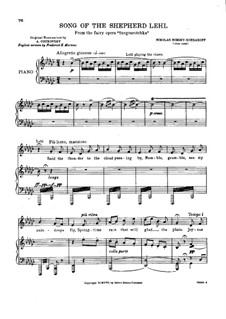 Schneeflöckchen: Song of the Shepherd Lehl, for voice and piano by Nikolai Rimsky-Korsakov