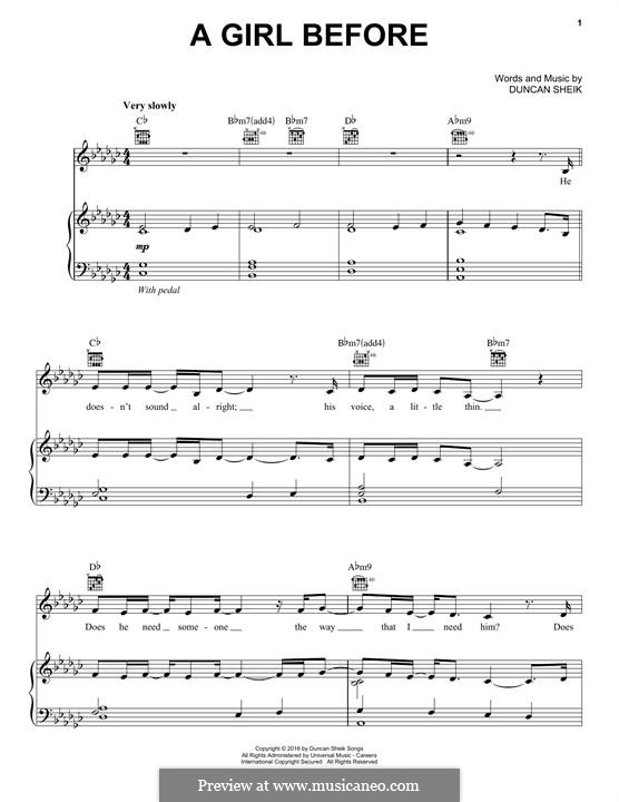A Girl Before: Für Stimme und Klavier (oder Gitarre) by Duncan Sheik