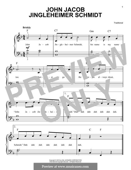 John Jacob Jingleheimer Schmidt: Für Klavier by folklore