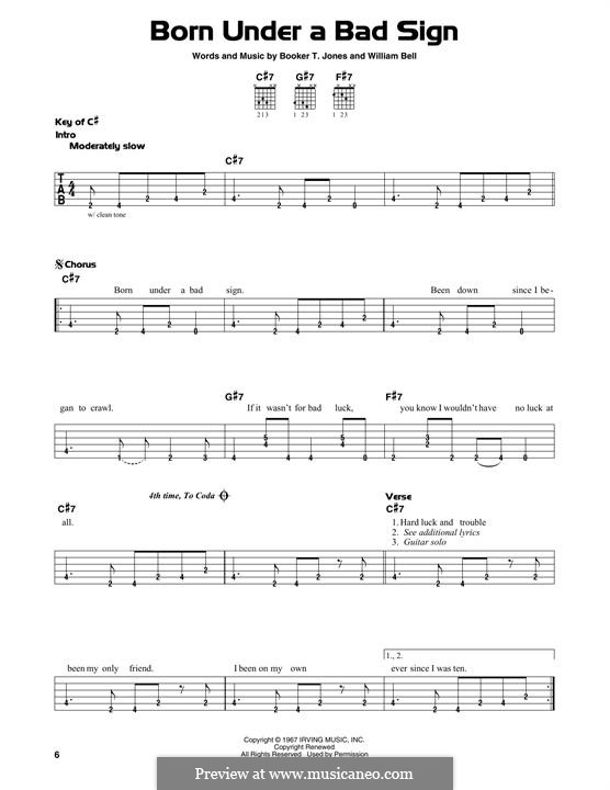 Born Under a Bad Sign: Für Gitarre by Booker T. Jones, William Bell
