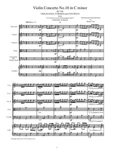 La stravaganza. Twelve Violin Concertos, Op.4: Violin Concerto No.10 in C Minor – score and parts, RV 196 by Antonio Vivaldi