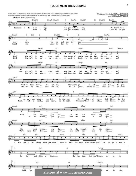 Touch Me in the Morning (Diana Ross): Text und Akkorde by Michael Masser