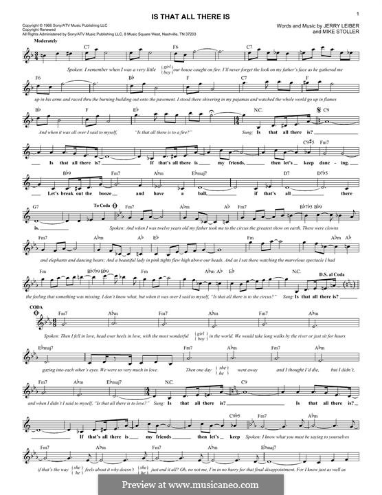 Is That All There Is (Peggy Lee): Text und Akkorde by Jerry Leiber, Mike Stoller