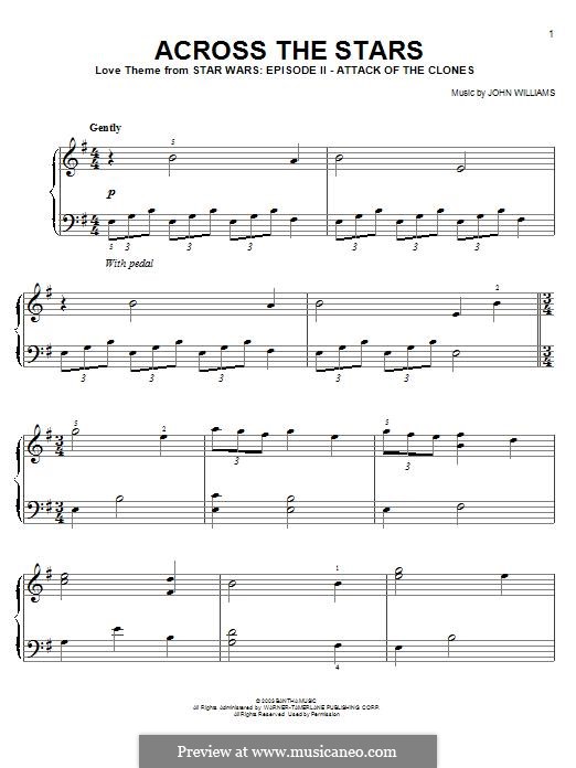 Across The Stars (from Star Wars: Attack Of The Clones): Für Klavier by John Williams