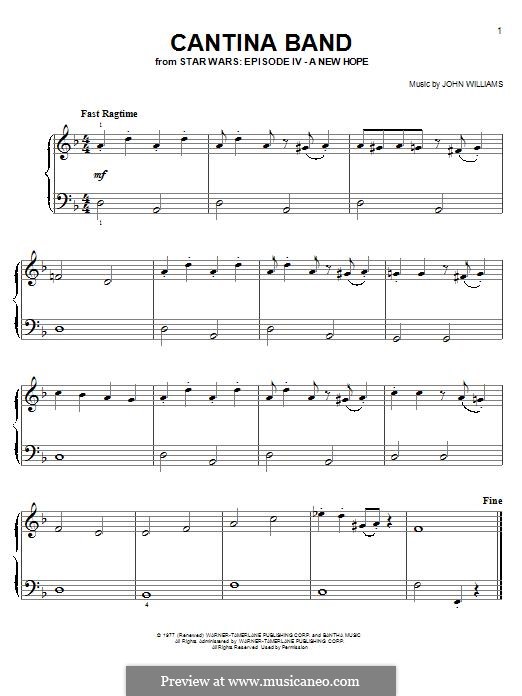 Cantina Band (from Star Wars: A New Hope): Für Klavier by John Williams