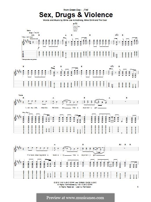 Sex, Drugs & Violence (Green Day): Für Gitarre mit Tabulatur by Billie Joe Armstrong, Tré Cool, Mike Dirnt