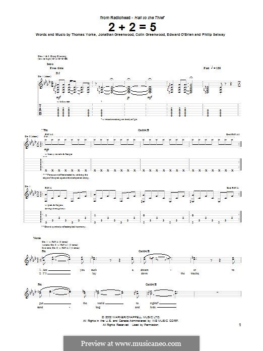 2 + 2 = 5 (Radiohead): Für Gitarre mit Tabulatur by Colin Greenwood, Ed O'Brien, Jonny Greenwood, Phil Selway, Thomas Yorke