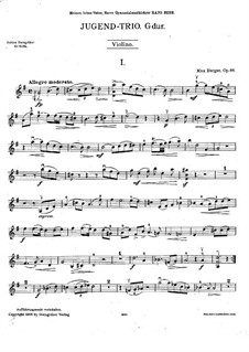 Jugend-Trio in G-Dur, Op.66: Violinstimme by Max Burger